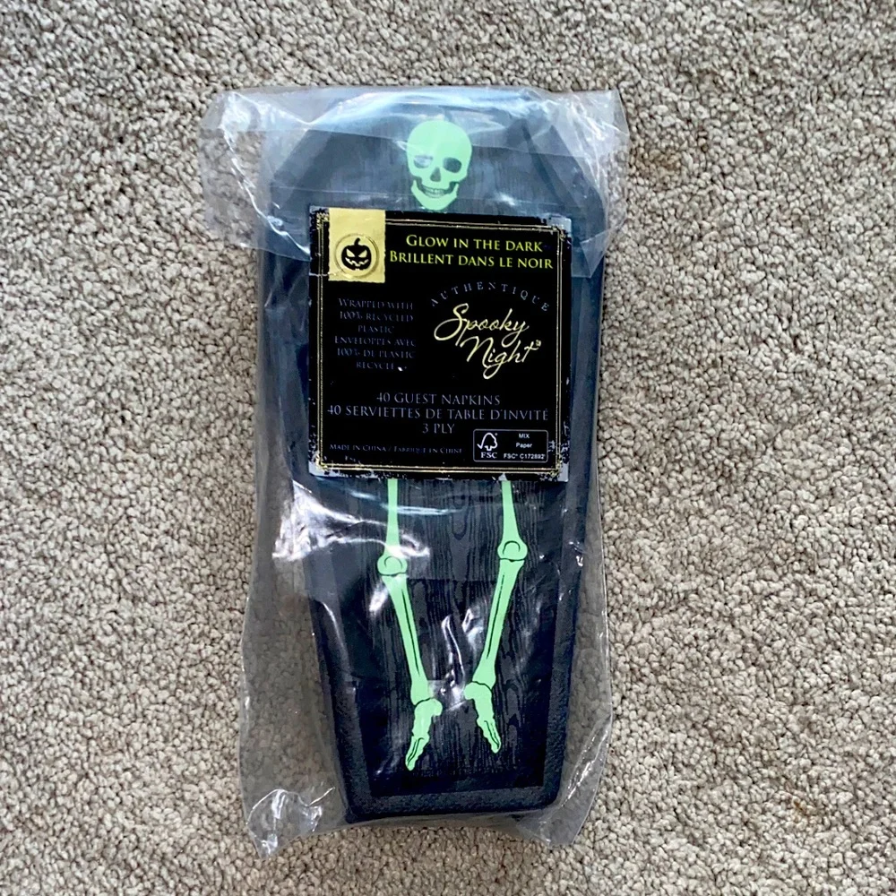 Glow in the Dark Skeleton‎ Halloween Party Cocktail Napkins